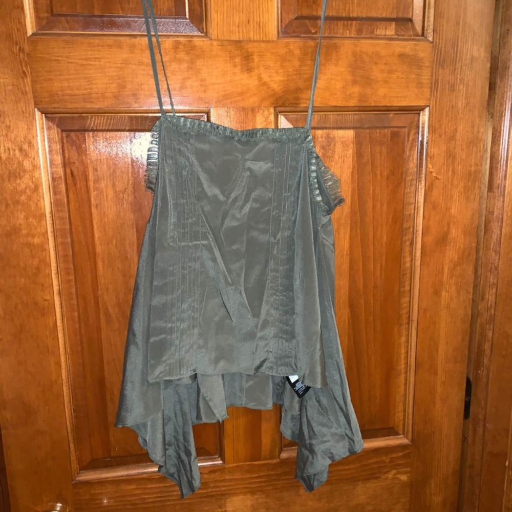 Bebe Moss Silk Asymm Tank Top (S)